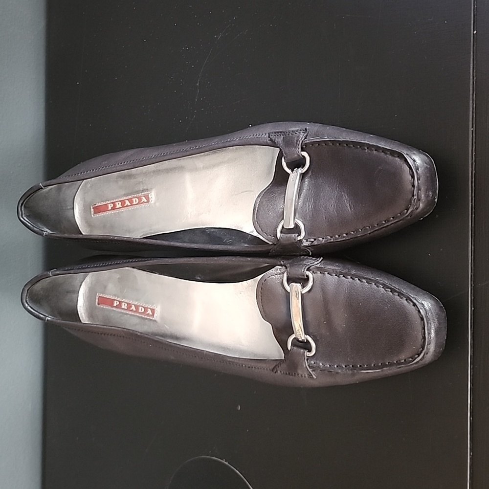 Prada Black Leather Kitten Heels - Picture 1 of 8